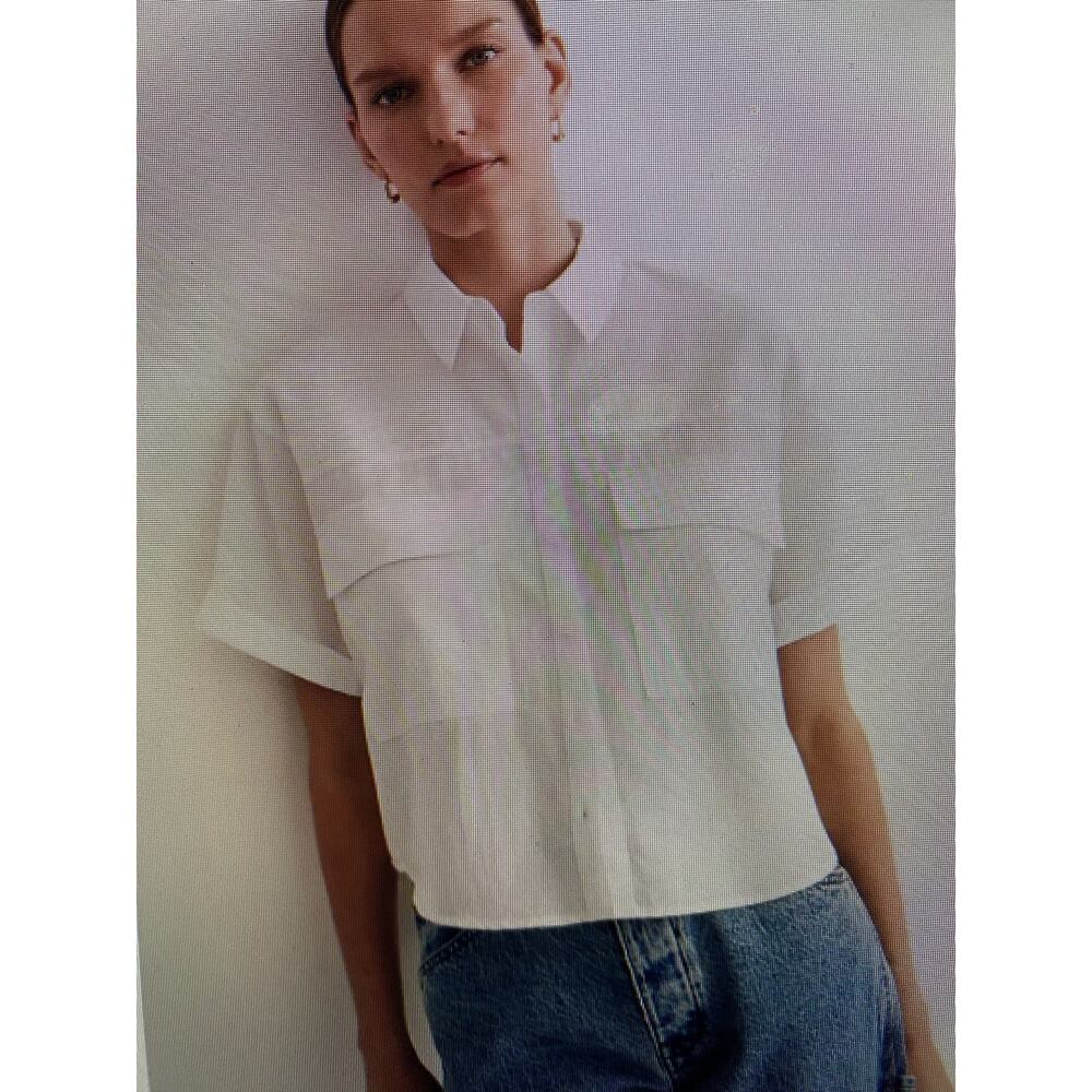 NWT Madewell Cropped utility shirt white size XS